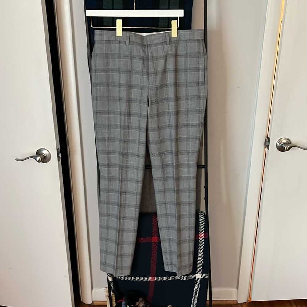 Topman gray plaid suit pants 32R